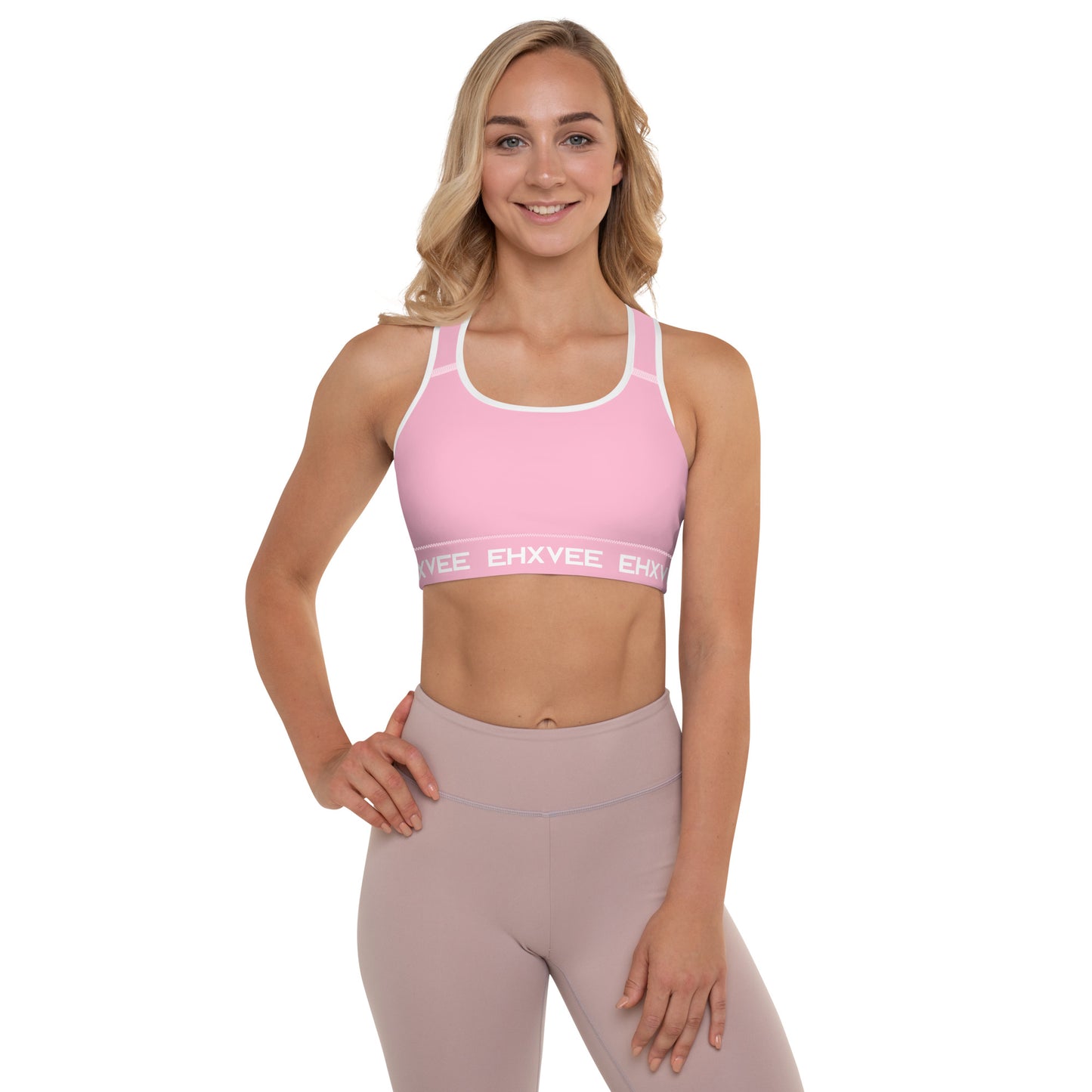 EHXVEE | Sports Bra - Pink & White