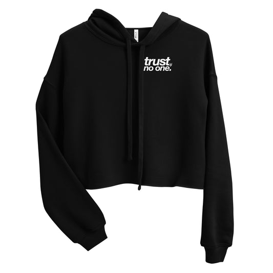 Trust No-One | Crop Hoodie - Black & White